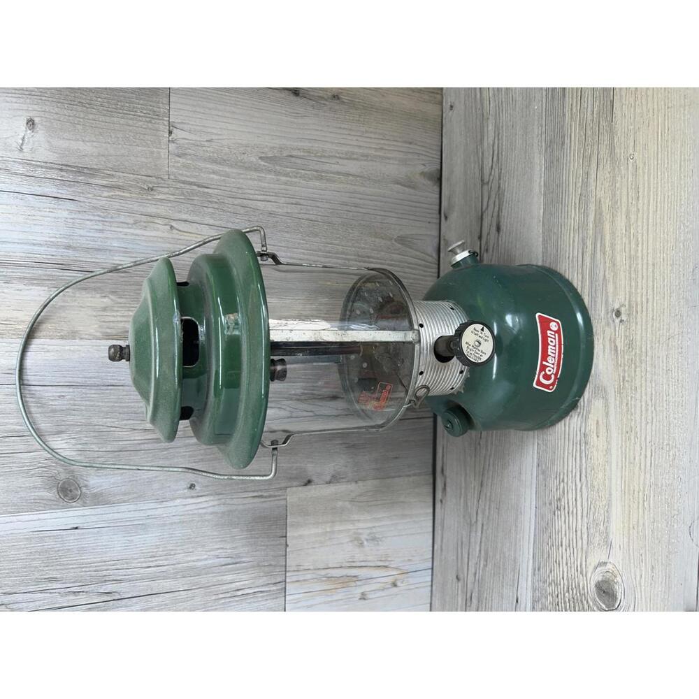 Vintage Coleman Lantern - Classic Green Design with Glass Shade